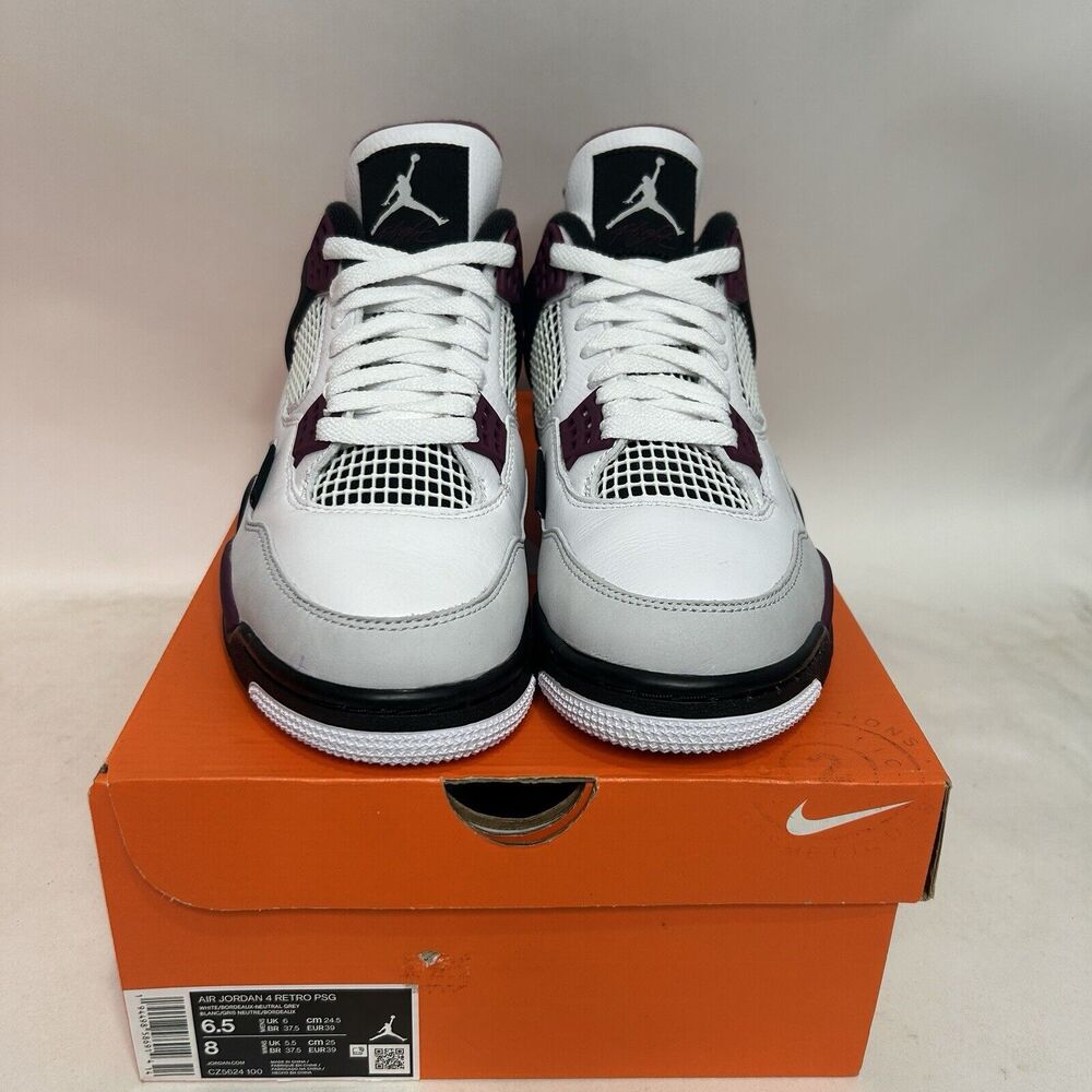 Nike Air Jordan 4 Retro x Paris Saint-Germain “Bordeaux” Factory Flaw - Picture 4 of 8